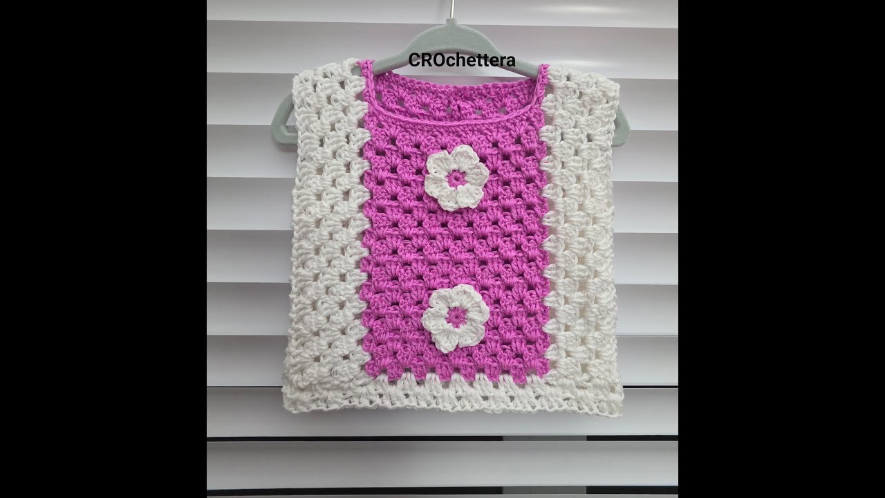 Easy crochet baby girl Vest cardigan with Flowers