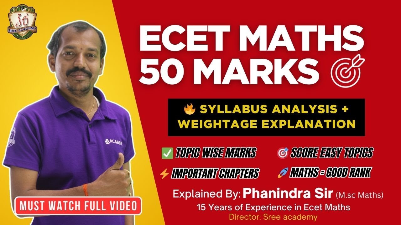 ECET 2026 Exam Mathematics Strategy | Syllabus, Weightage & Tips | By Director Phanindrababu Sir