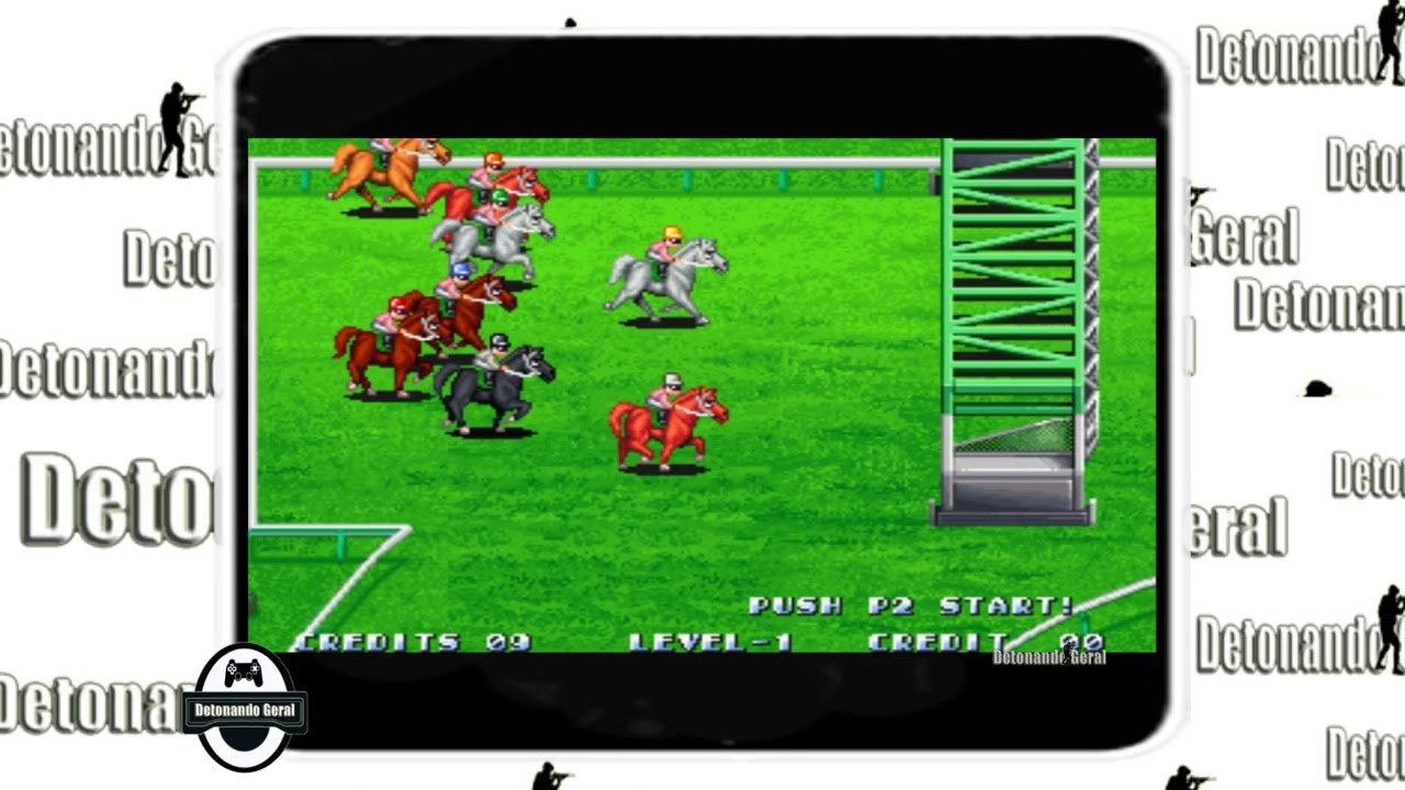 Um jogo de arcade de corrida de cavalos desenvolvido pela Saurus