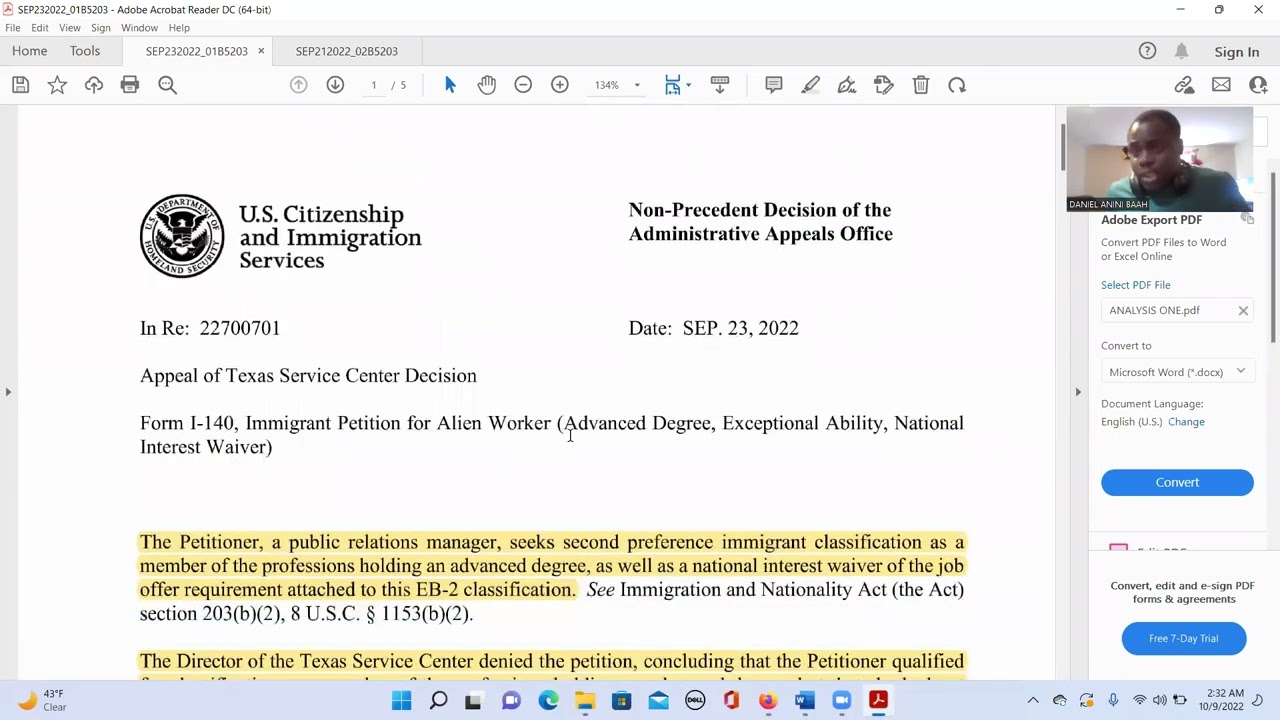 Reviewing denied EB2-NIW applications