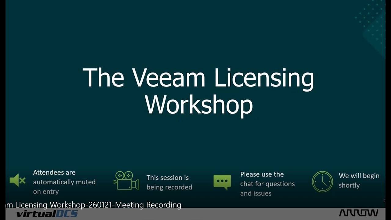 The Veeam Licensing Workshop with virtualDCS and Arrow