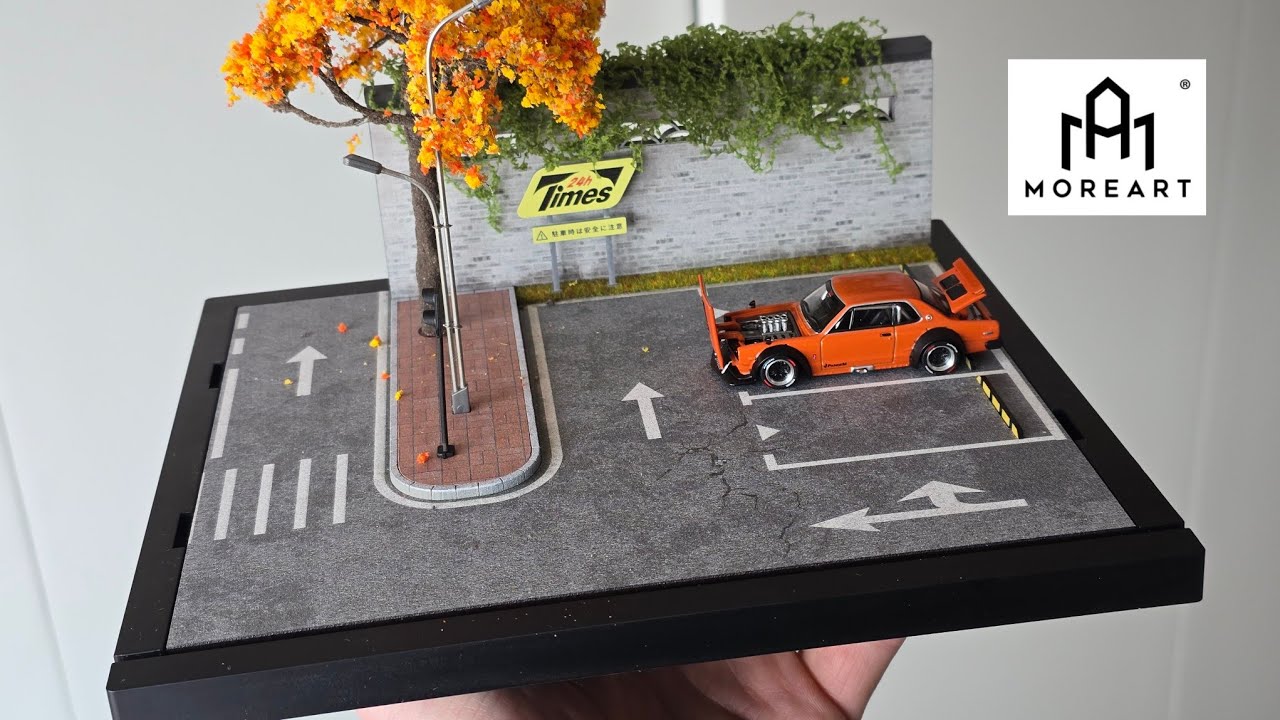 Moreart parking lot diorama with light. Perfect for your Diecast Cars!