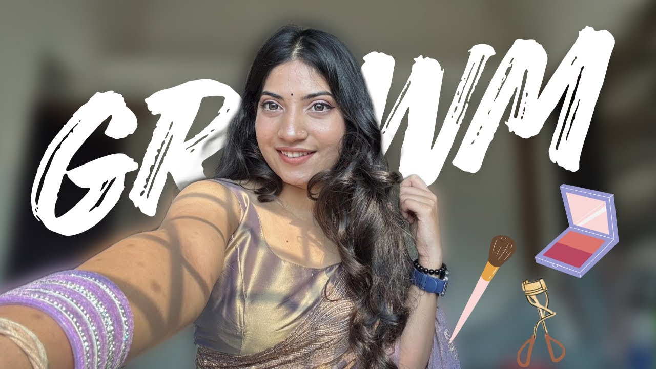 GRWM within a 10 min 🫶🏻✨ | Saree Look | Makeup, Hair & Final Transformation | College Vlog