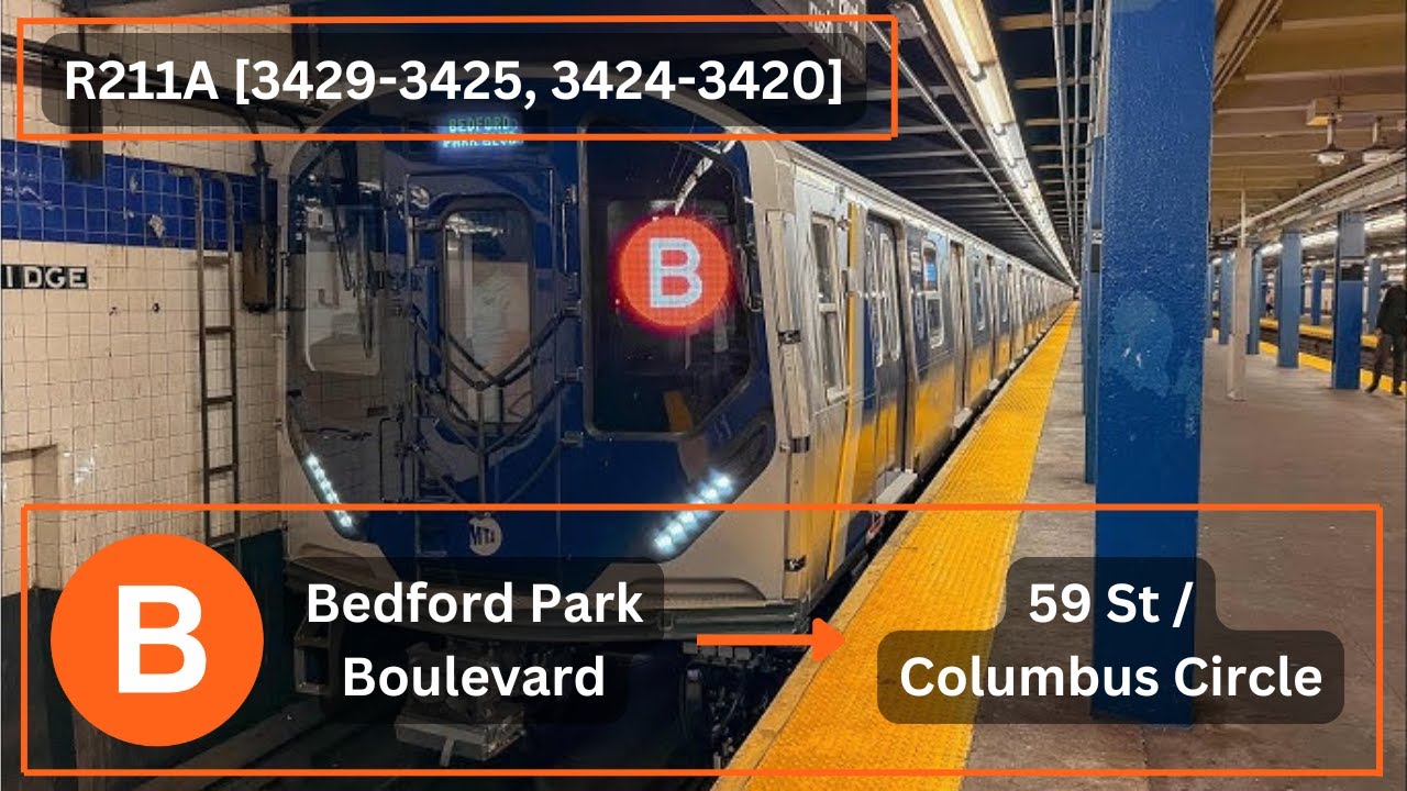 [R211A DEBUT] MTA NYC Subway B Line R211A [3429-20]: Bedford Park Blvd → 59 St – Columbus Circle