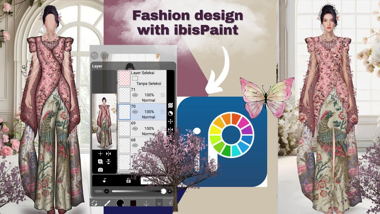Tutorial Fashion Design with ibistpaint #fashion #fashion #art #kebayamodern #batik #illustration