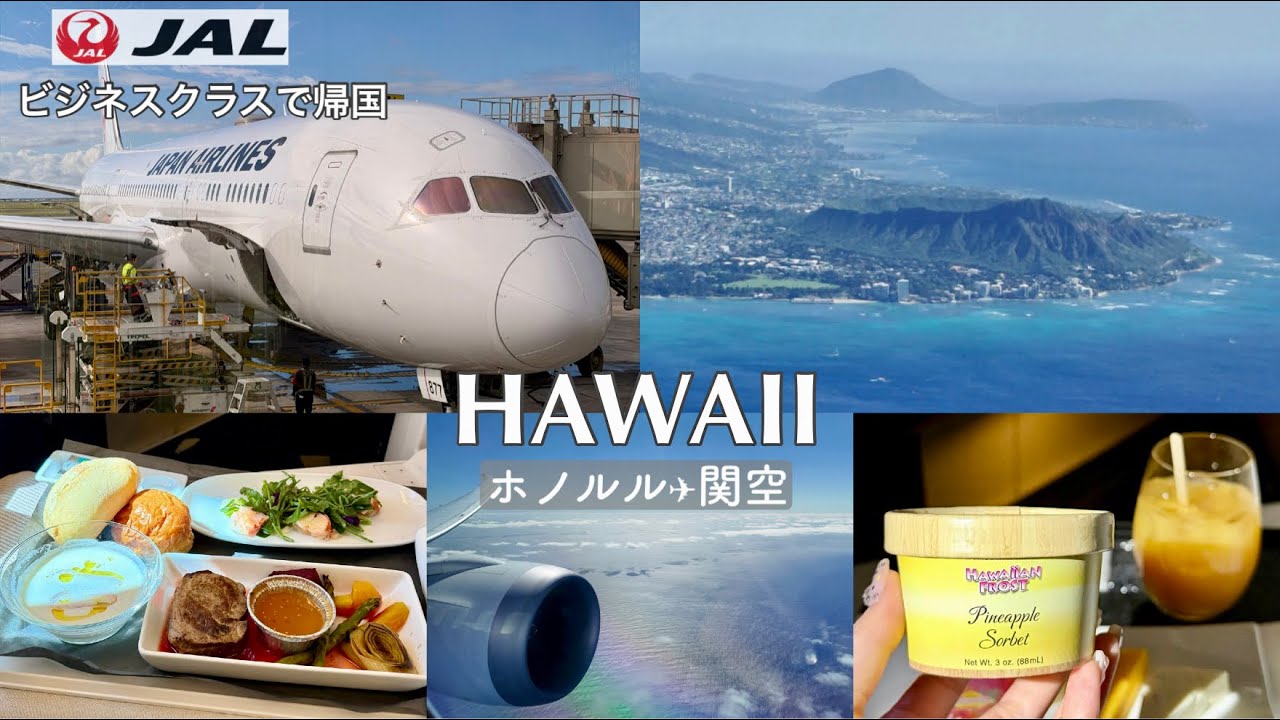 【ハワイ旅行ラスト】JALビジネスクラスで帰国✈️｜ラウンジ＆機内食レビュー