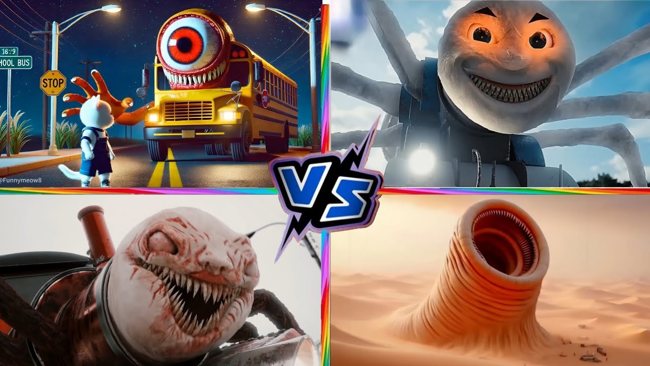School Bus Vs Cursed Thomas Vs Choo choo Charles Vs Erosion Worm | Tiles Hop Master EXE | Tiles Hop!