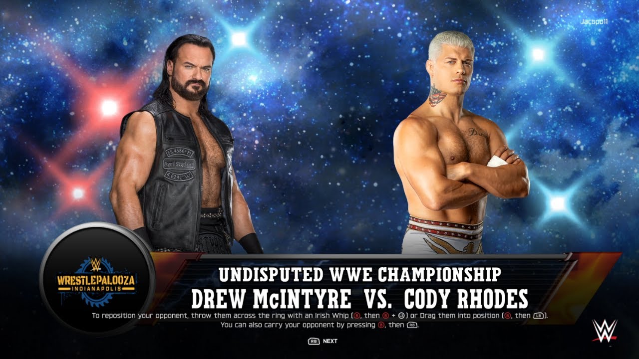 Cody Rhodes (c) vs. Drew McIntyre - WWE Championship - Wrestlepalooza Indianapolis - WWE 2K25