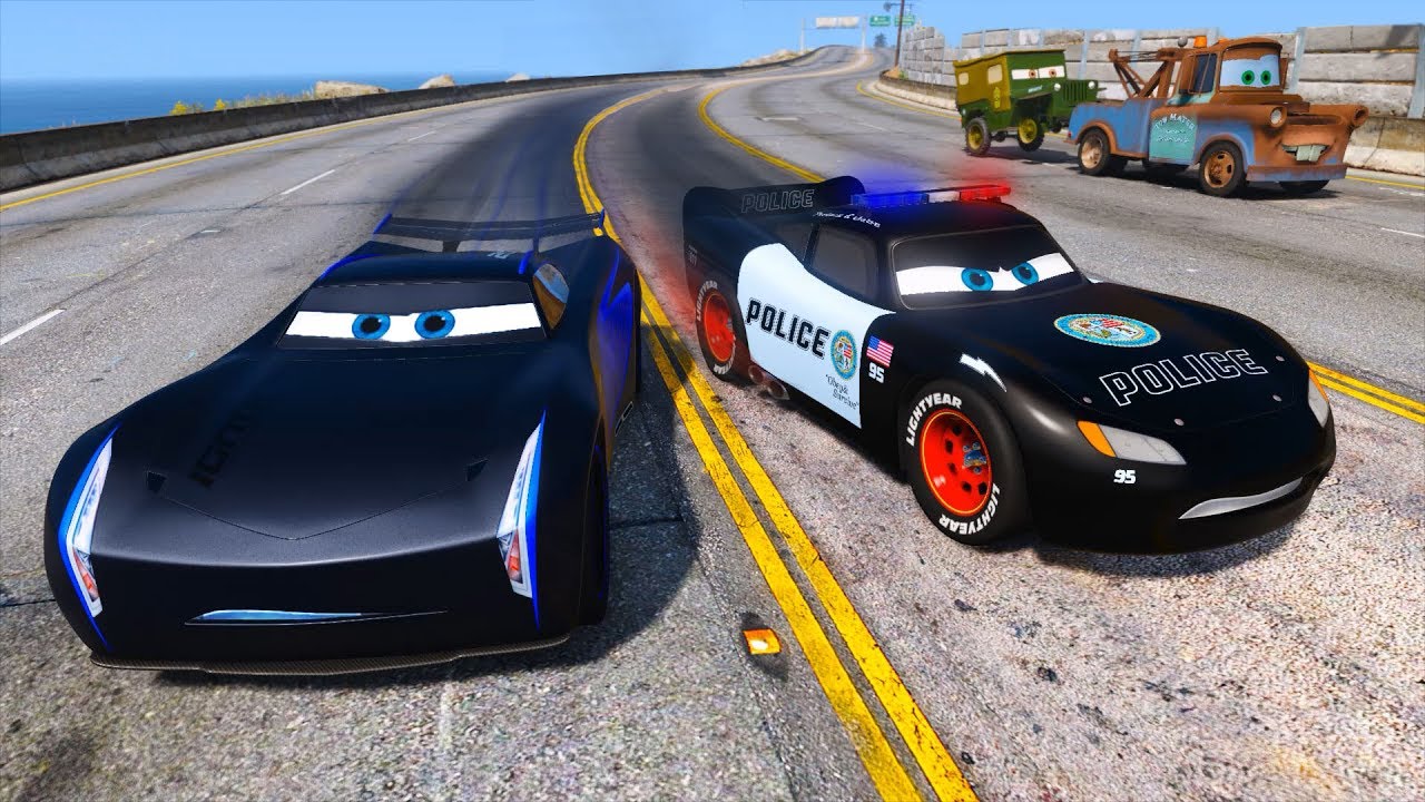 Police Car Lightning McQueen vs Jackson Storm - Hot pursuit - Police Chase - Cars and Friends