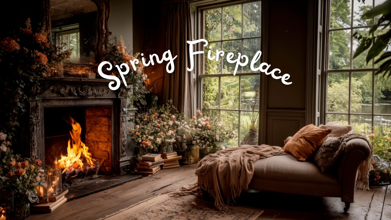 Peaceful Victorian Study Room 🔥 Fireplace Sounds & Birdsong for Deep Focus
