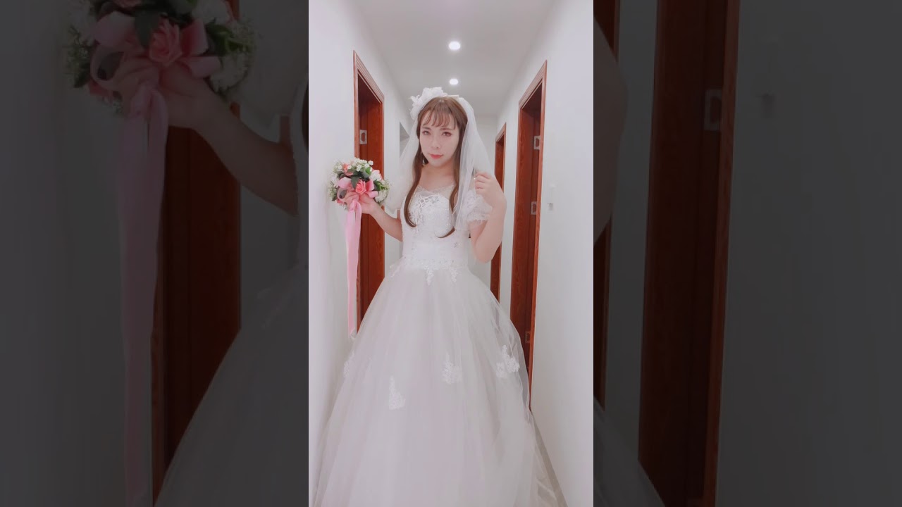 Crossdresser bride in Beautiful Lace Wedding dress 2nd June