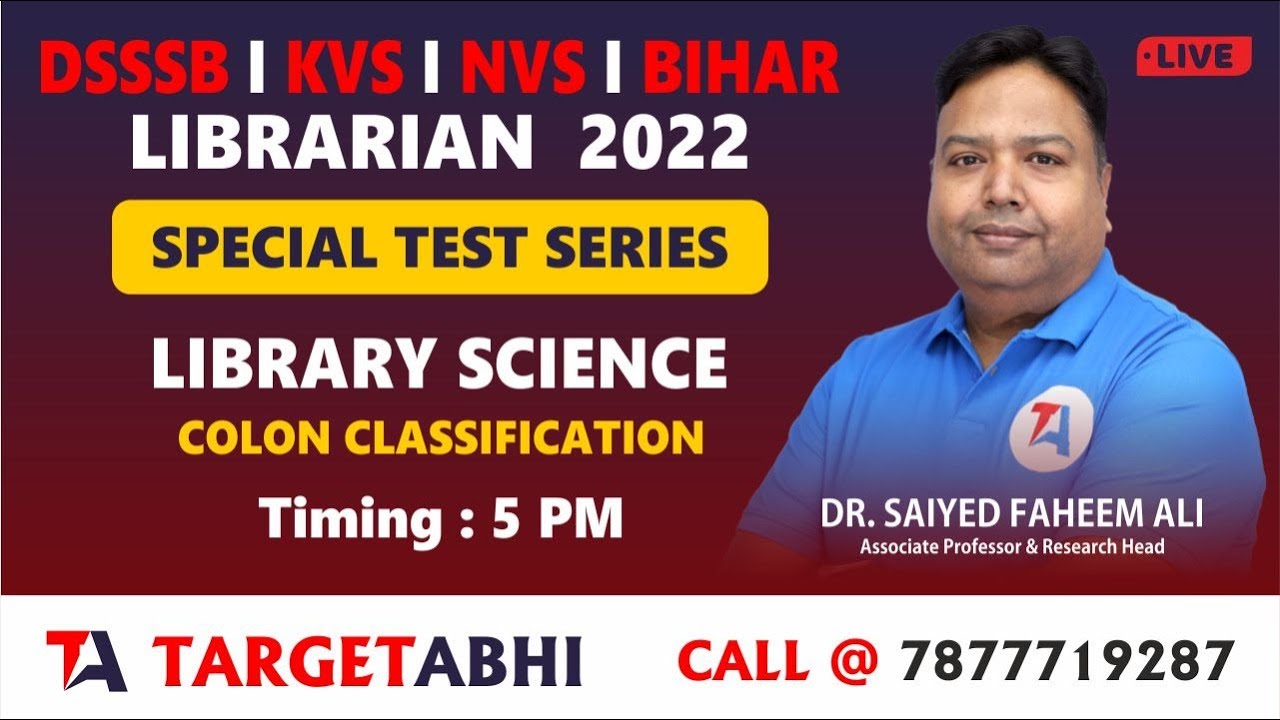 DSSSB LIBRARIAN I Library Science colon classification || Special Test Series I Target Abhi