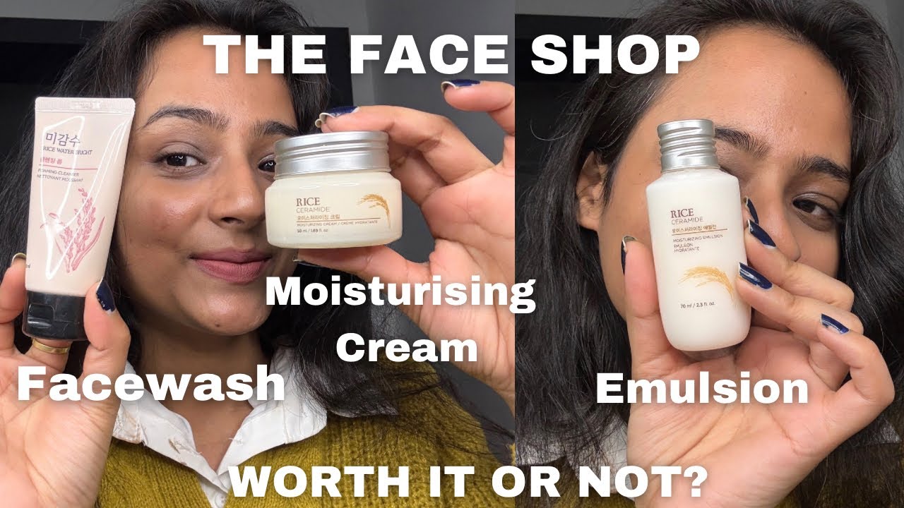 The FaceShop Rice & Ceramides Facewash, Emulsion & Moisturising Cream for Glass Skin