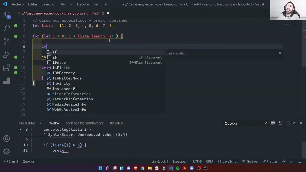 12. Formas de controlar los bucles con continue y break - Curso JavaScript - OpenBootcamp