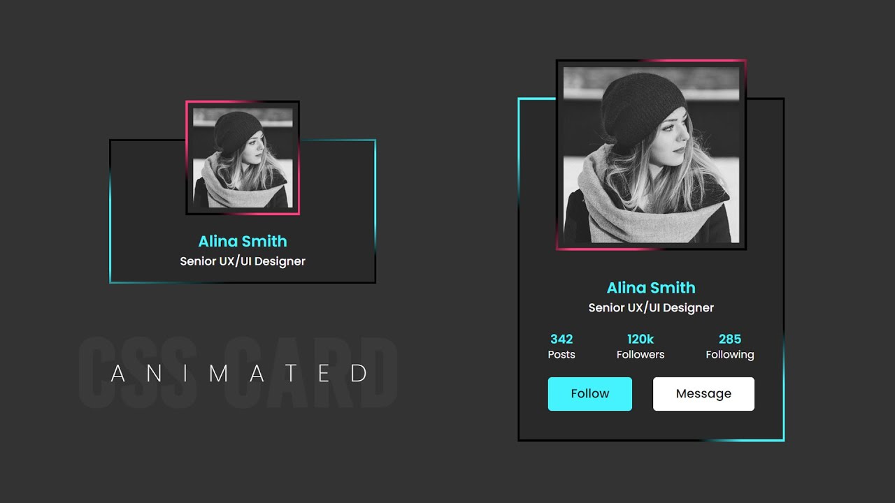 Animated Profile Card UI Design using Html & CSS