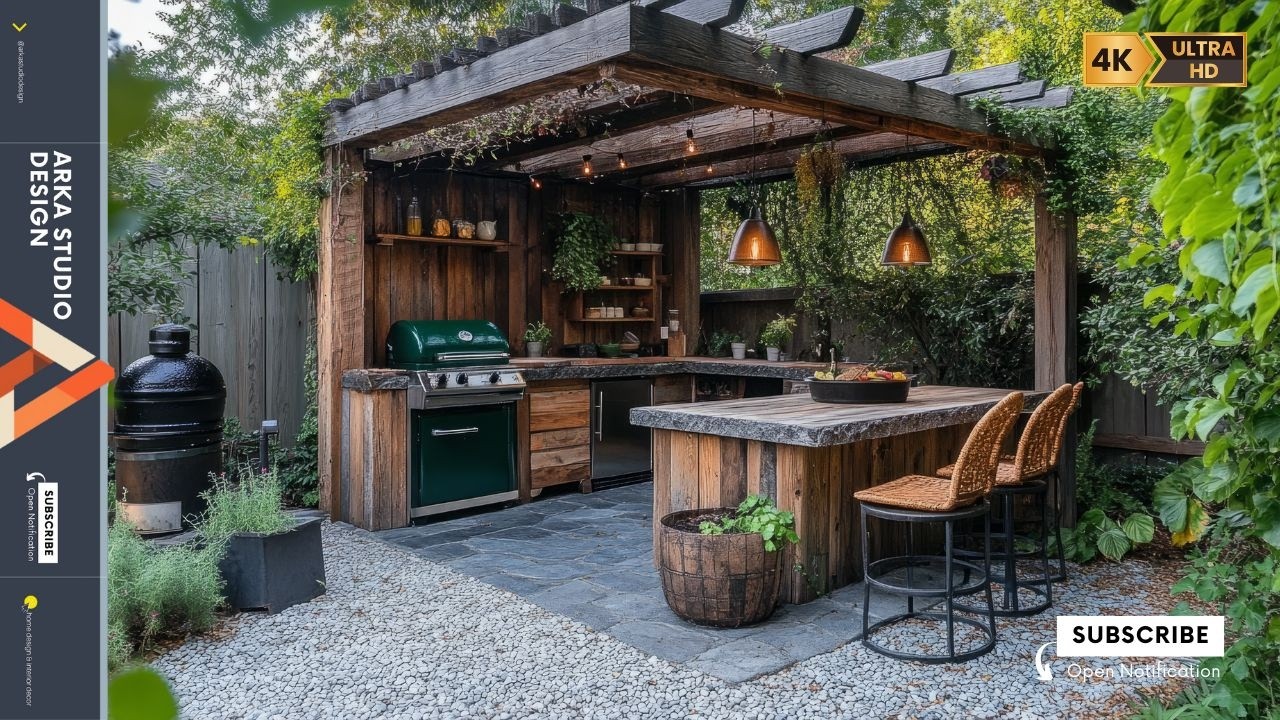 DIY Rustic Patio Outdoor Kitchen: Greenery and Charm for Small Spaces on a Budget