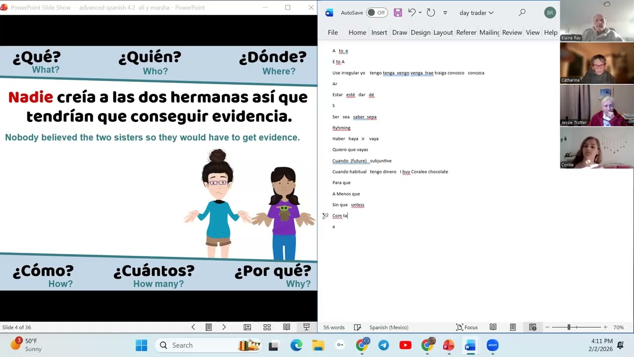 Spanish 3 - Lesson 4.3 -  Interact a story Marsha and Ali  - Day 2