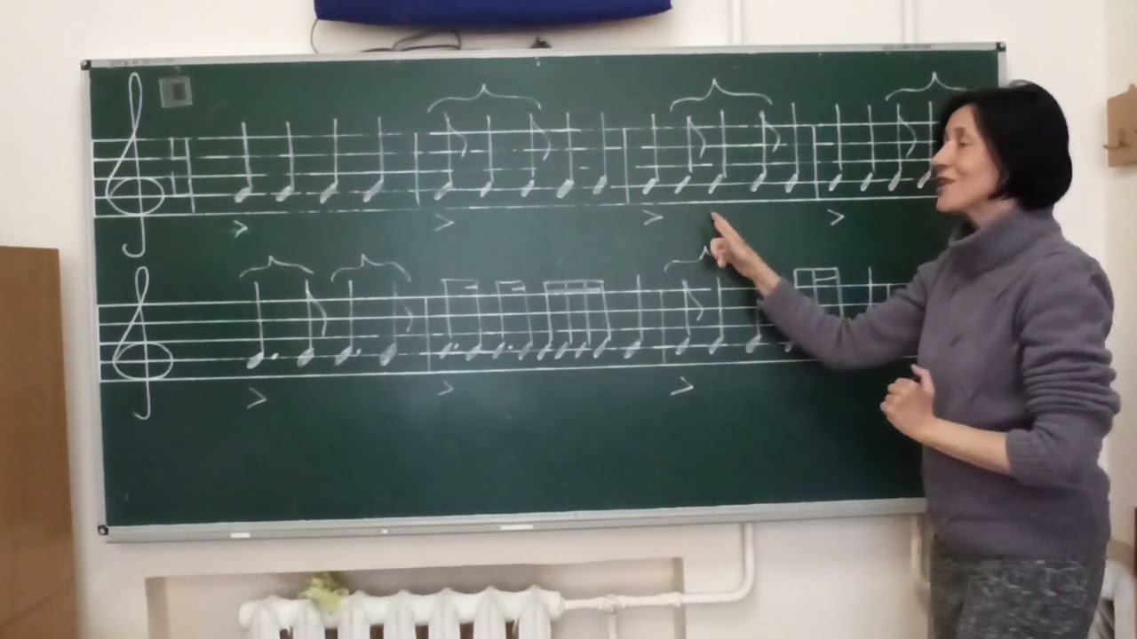 Синкопа. Работа с Ритмическим упражнением в размере 4/4 .