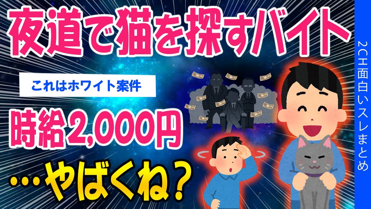 【2ch考えさせられるスレ】夜道で猫を探すバイトです！時給2000円！→やばくね？【ゆっくり解説】