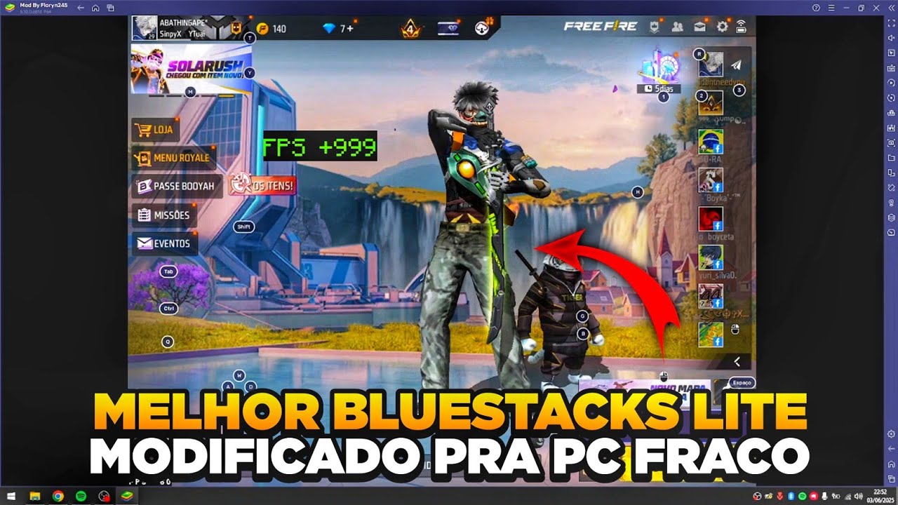MELHOR BLUESTACKS LITE MODIFICADO PARA PC FRACO - FREE FIRE SEM LAG