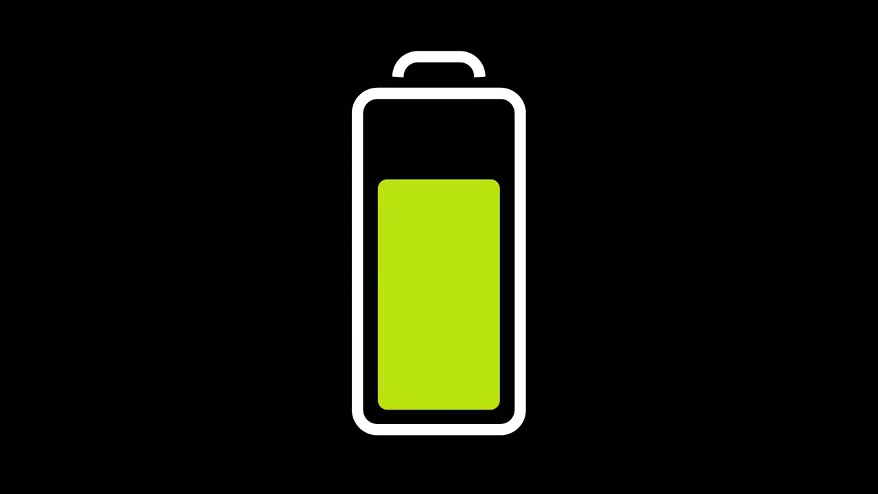 A vertical battery charging animation displayed on a black background.