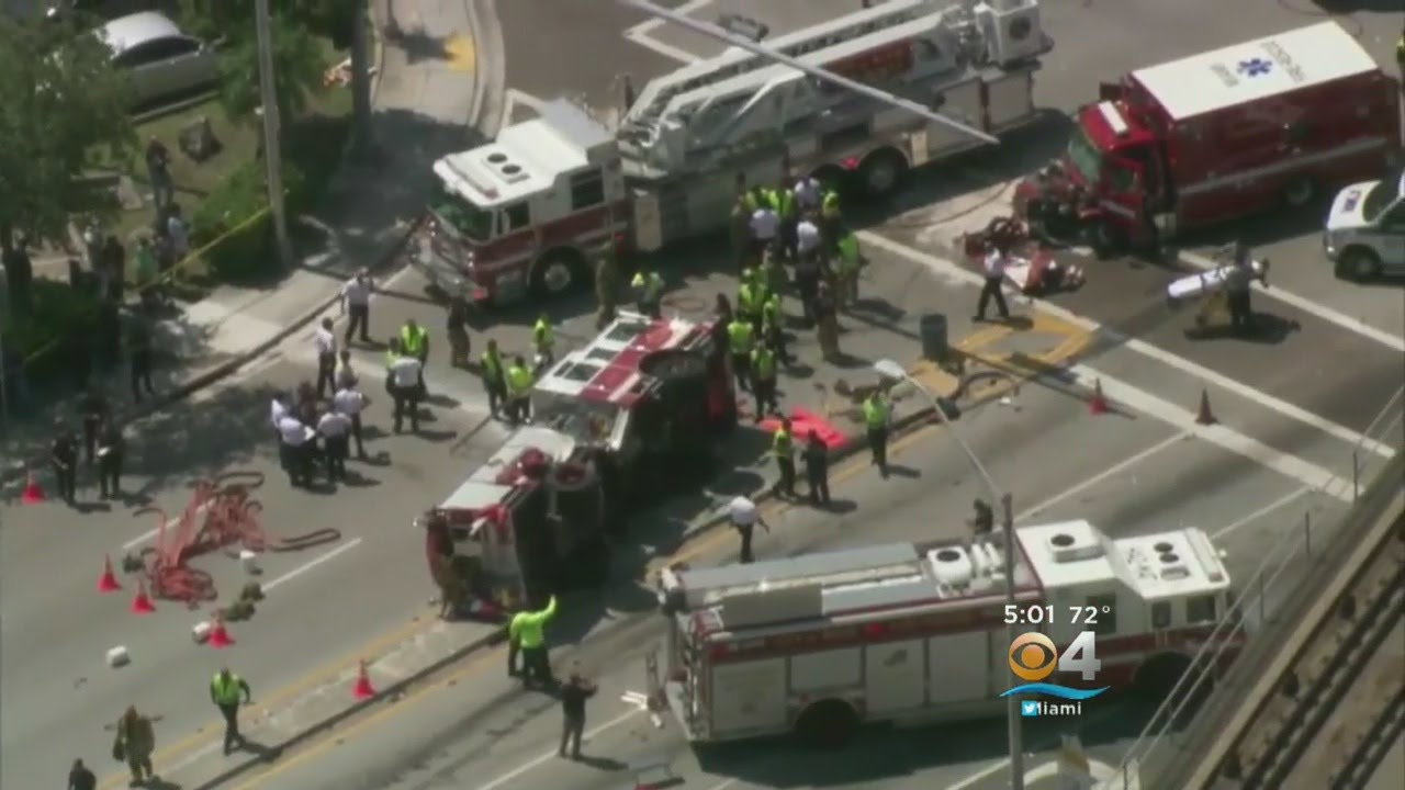 Rescue Truck & Fire Truck Crash In Miami