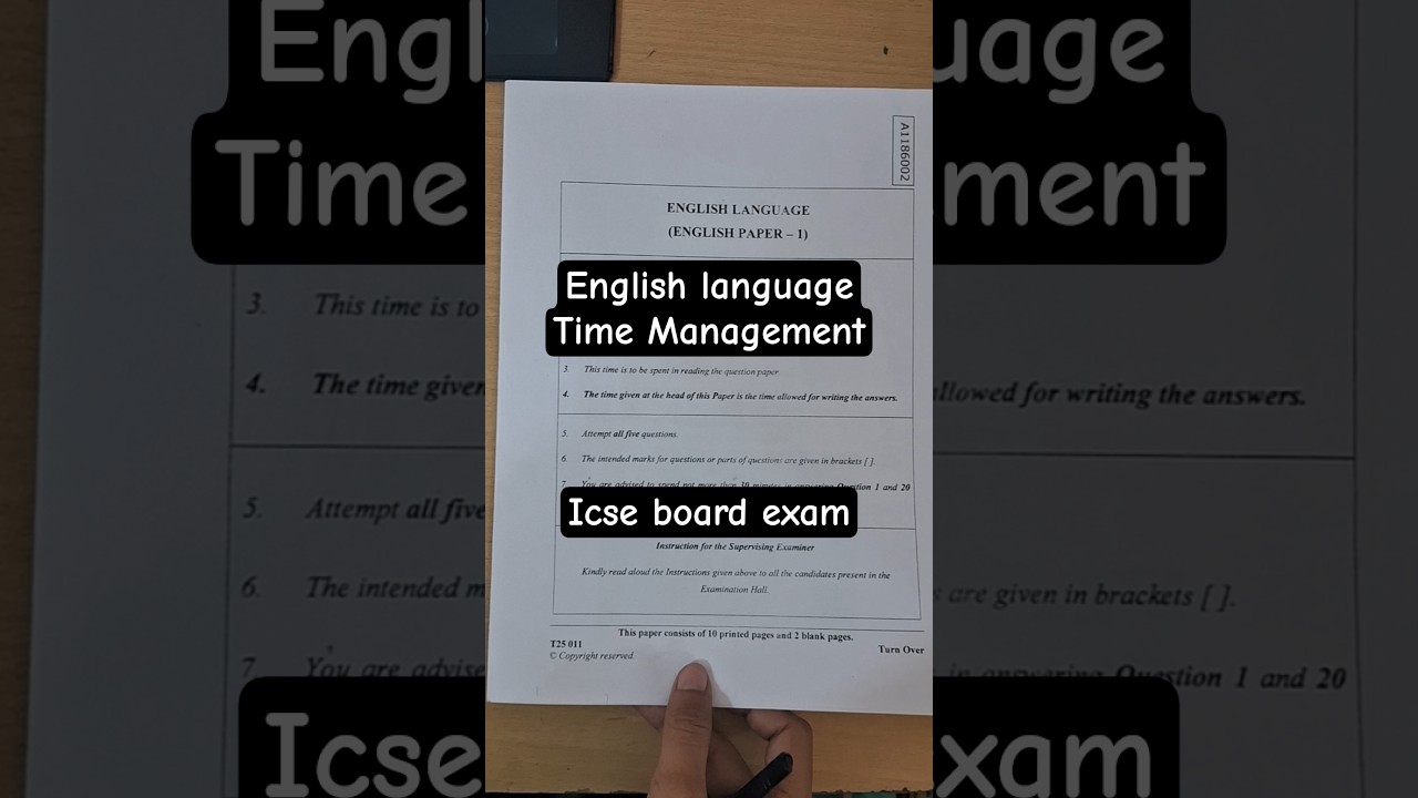 English Language Time Management #class10icse #icseclass10 #icseenglish #boardexam2026 #icse2026