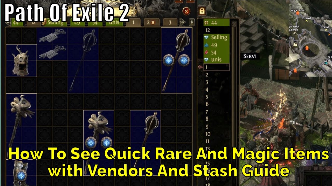 Path Of Exile 2, How To See Quick Rare And Magic Items with Vendors And Stash Guide
