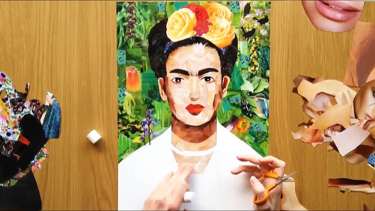 Paper Collage Time-Lapse of Frida Kahlo