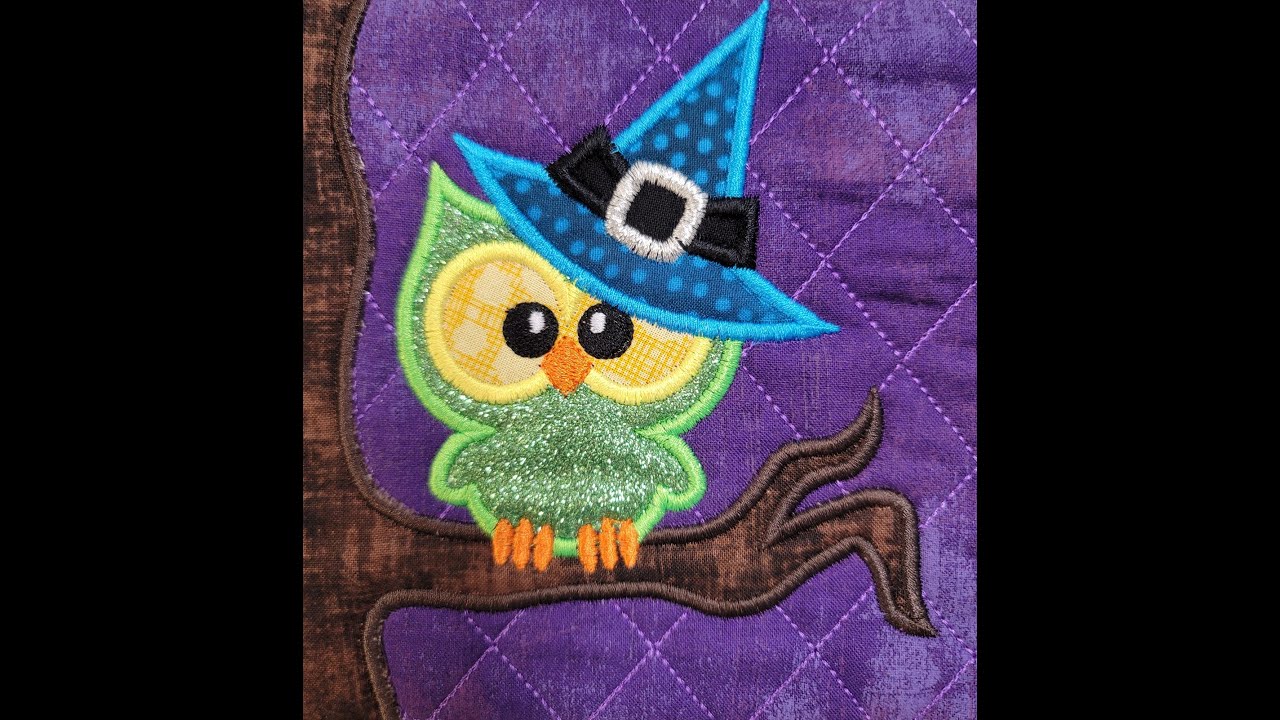 DBJJ Halloween Placemat-Owl Block. Learn to Move Around in an Embroidery Pattern to Change the Look!