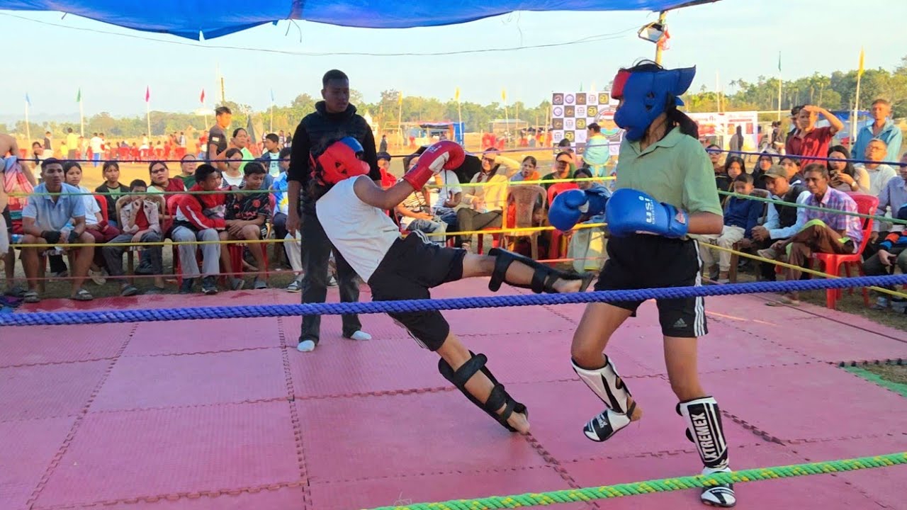 Female Kick Boxing Final won by Sanarei Devi (Blue) VS Ksh. Surbi || 4 Days Thongnang Youth Festival