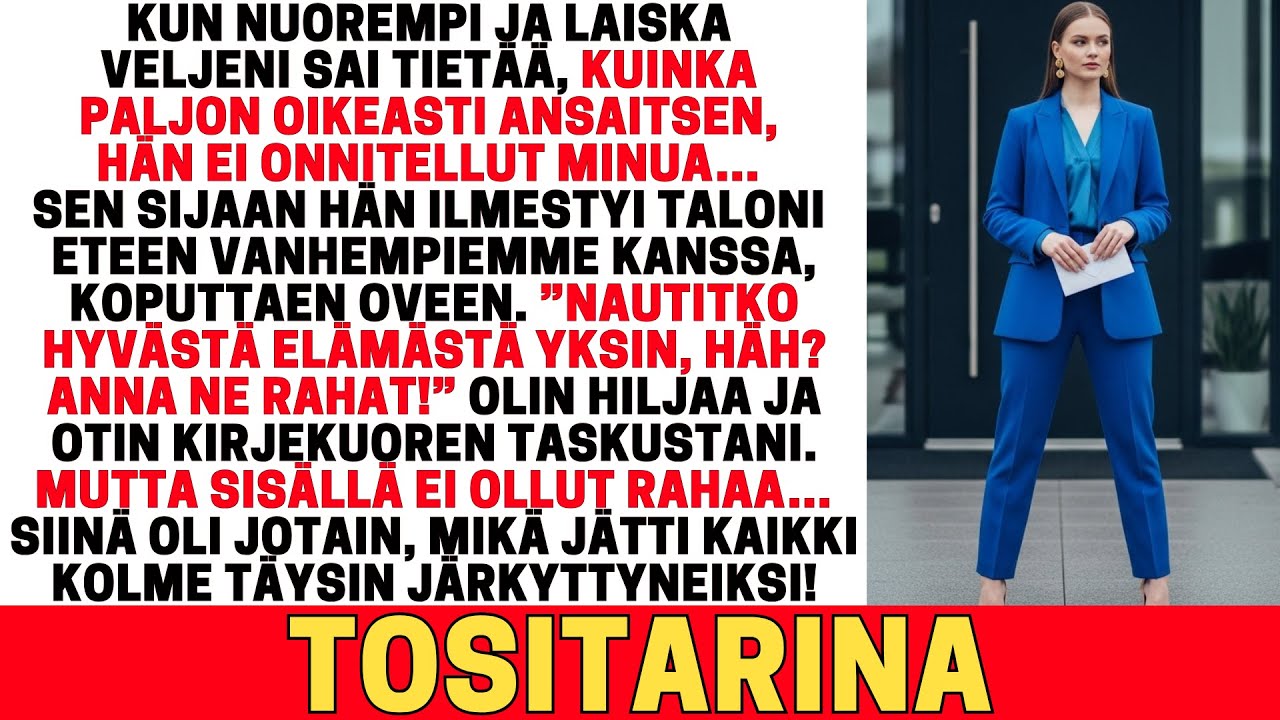 VELJENI SAI TIETÄÄ UUDESTA PALKKANI JA SEN SIJAAN, ETTÄ ONNITTELISI, HÄN TOI VANHEMPAMME LUOKSENI