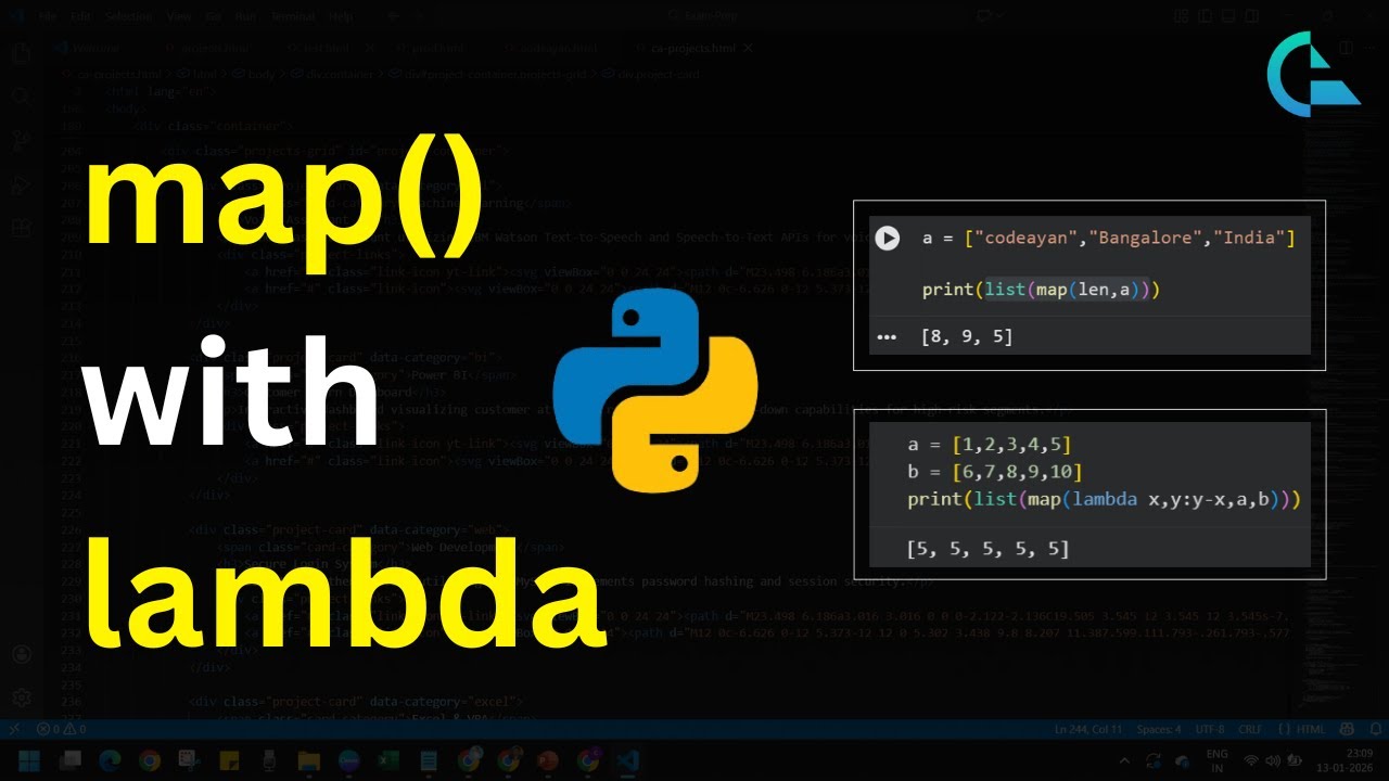 Python map() Function and Lambda Expressions Explained | PyMinis | codeayan