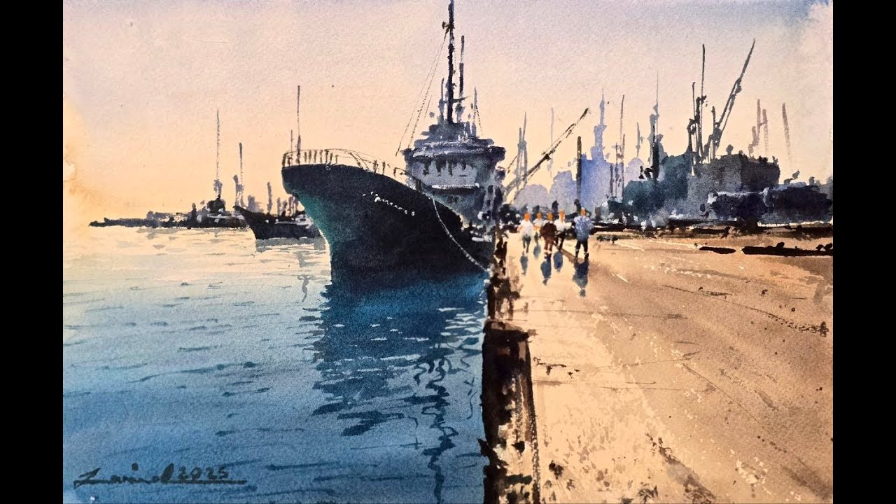 How to Paint a Harbor Scene in Watercolor | Step-by-Step Tutorial