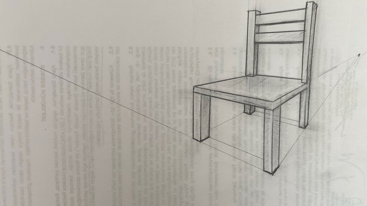 Çift Kaçışlı Perspektif ile Sandalye Çizimi |  Chair Drawing with Double Escape Perspective