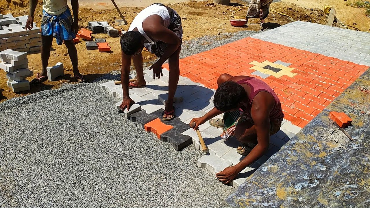 Fantastic design Paver Block installation_Shop parking area in india| interlocking blocks|sumi Works