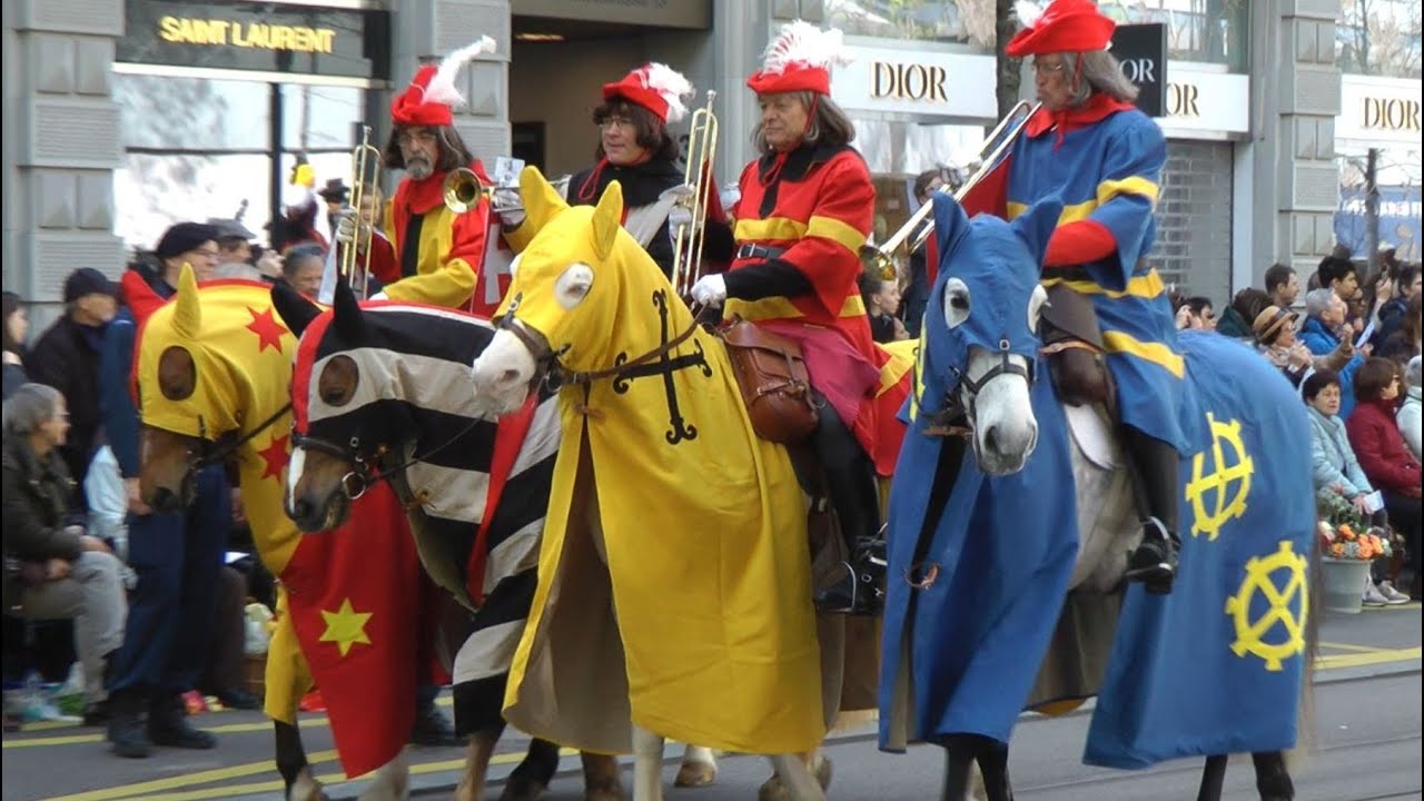 Sechseläuten 2023 in Zürich, Swiss traditional Festival, Parade of Guilds (Zug der Zünfte)