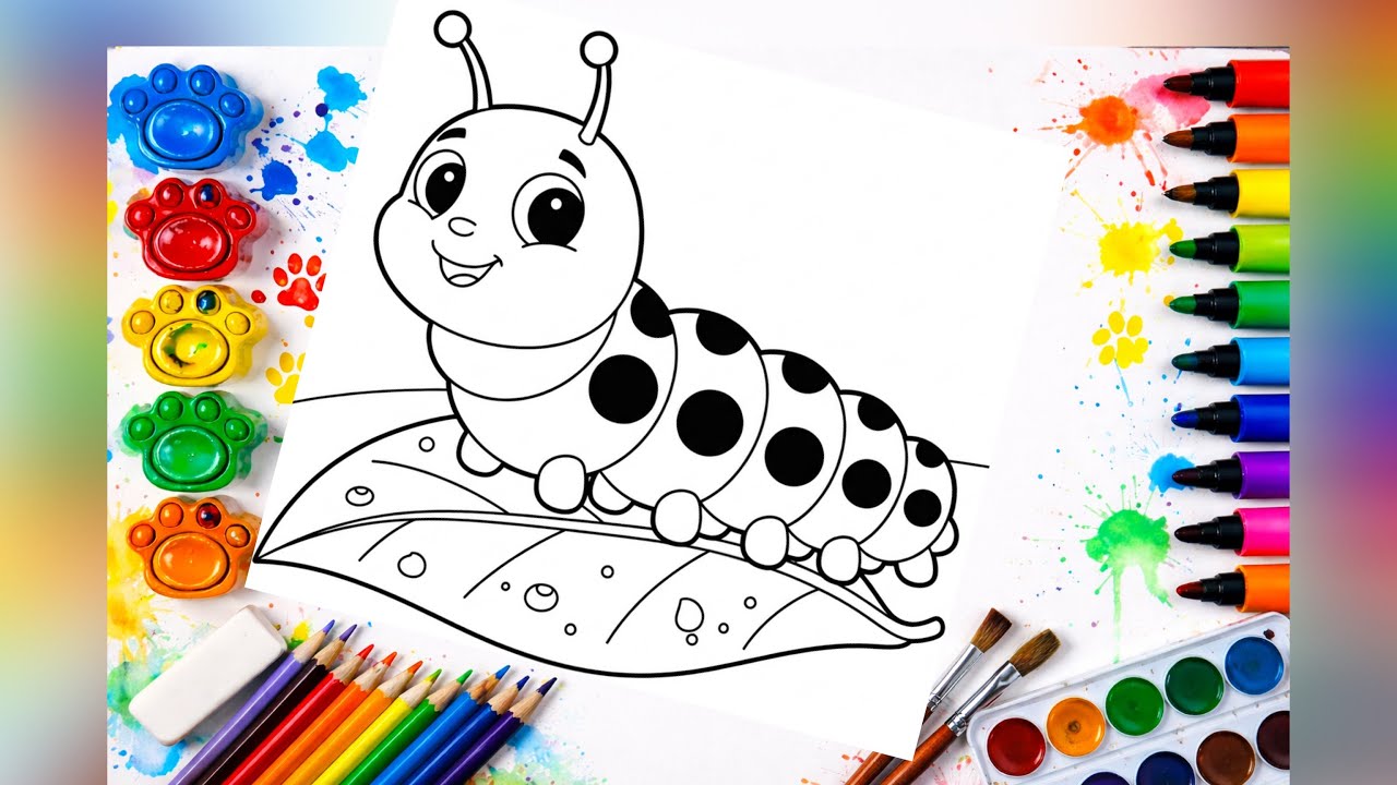 How to Draw a Cute Caterpillar 🐛🍃| Easy Step by Step