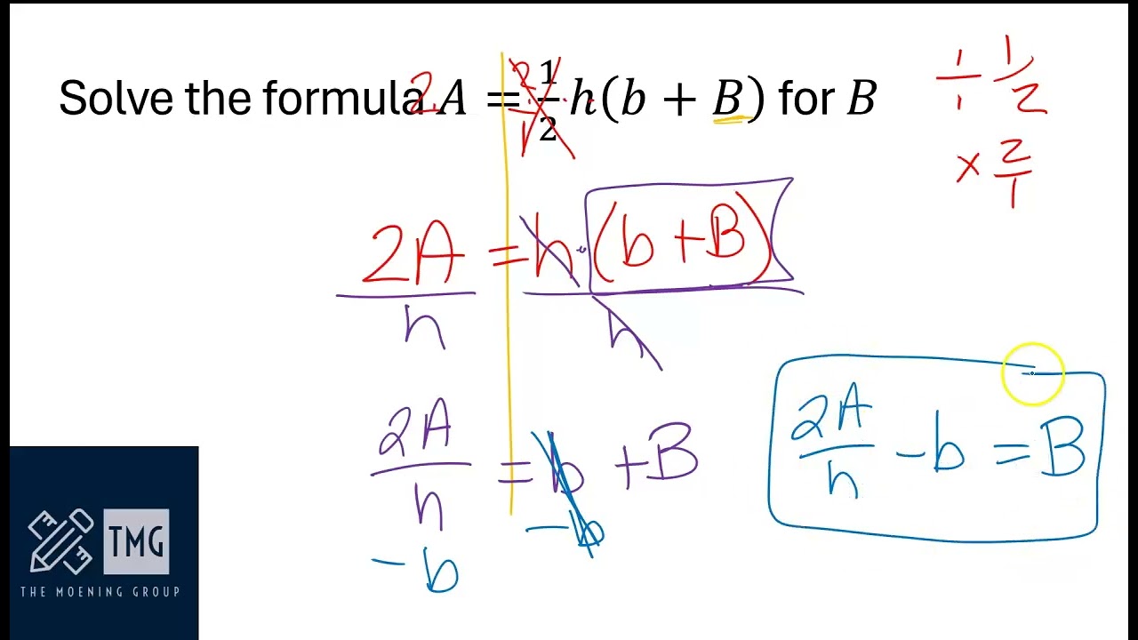 Solve Literal Equations (Area of a Trapezoid formula)