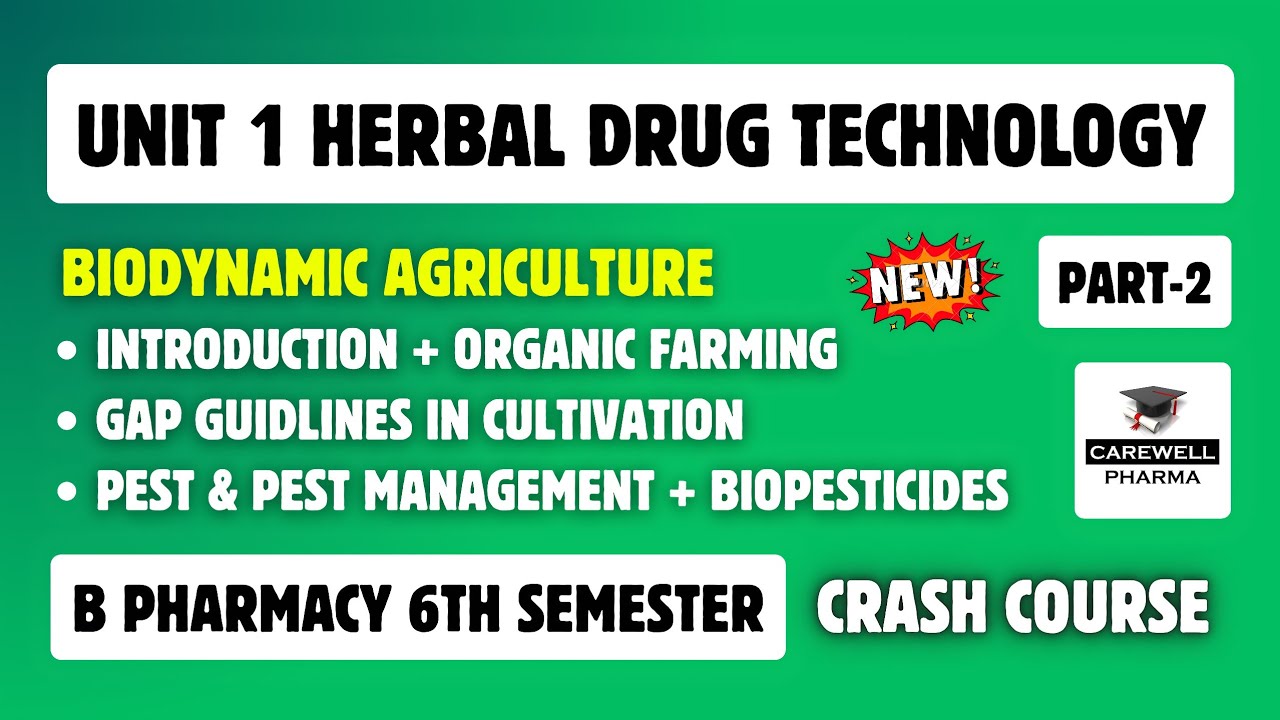 Biodynamic Agriculture | Organic farming | Pest and Pest Management | Part 2 Unit 1 |HDT 6th Sem
