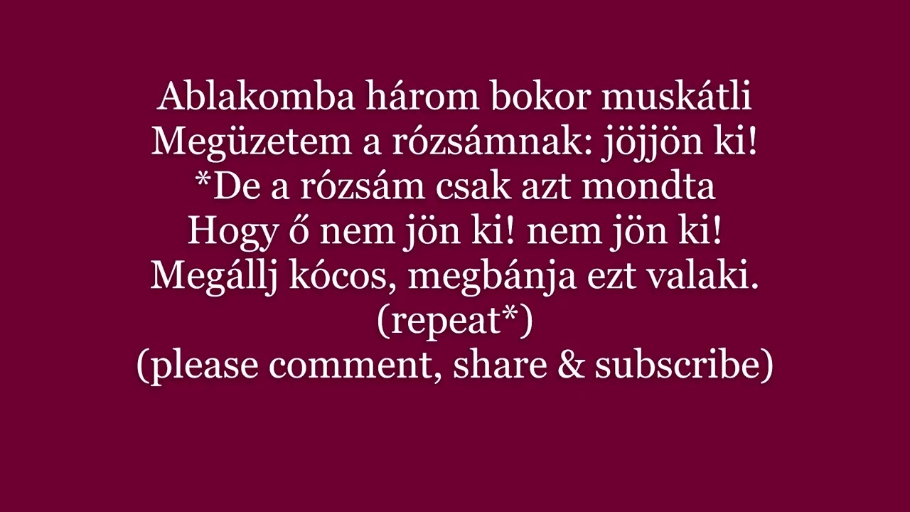 Ablakomba három bokor cserép muskátli Vocal Hungarian Magyar Lyrics sing along song music