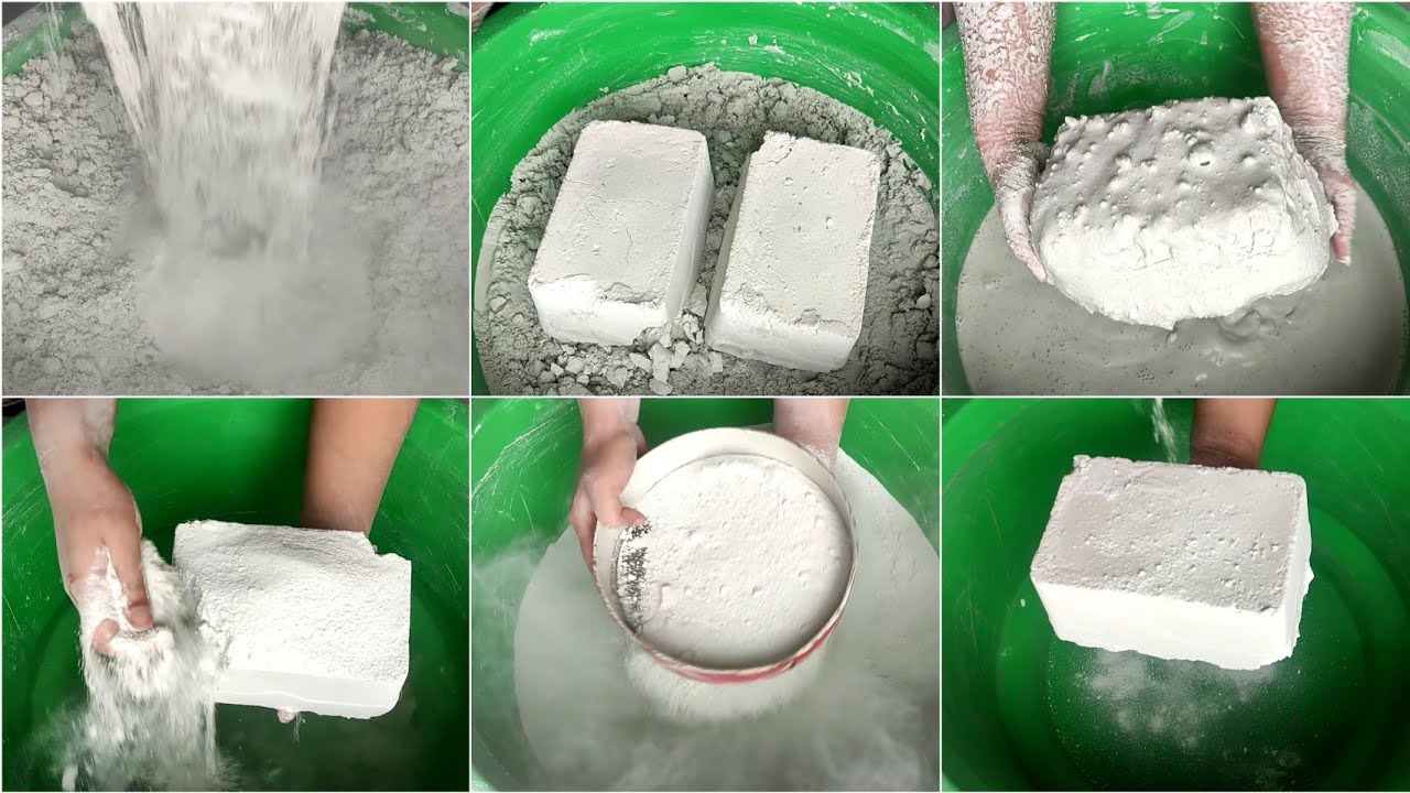 ASMR: this white cement crumbling is so relaxing/super dusty melting creamy soft texture/🤤