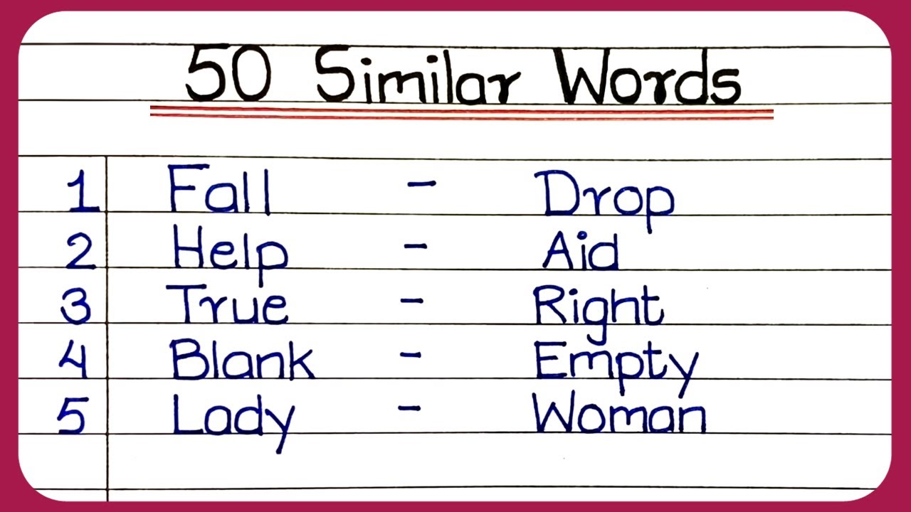 50 Similar words / Similar Words in English / Synonyms words / Similar word / Samaan arth wale shabd