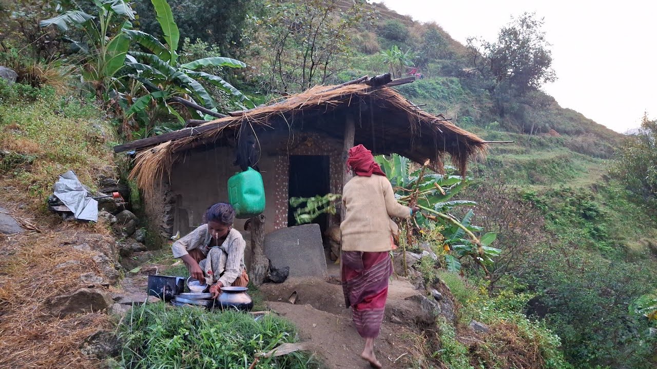 Beautiful Nepali Mountain Village Life in Winter Session | Daily Activities of Nepali Village People