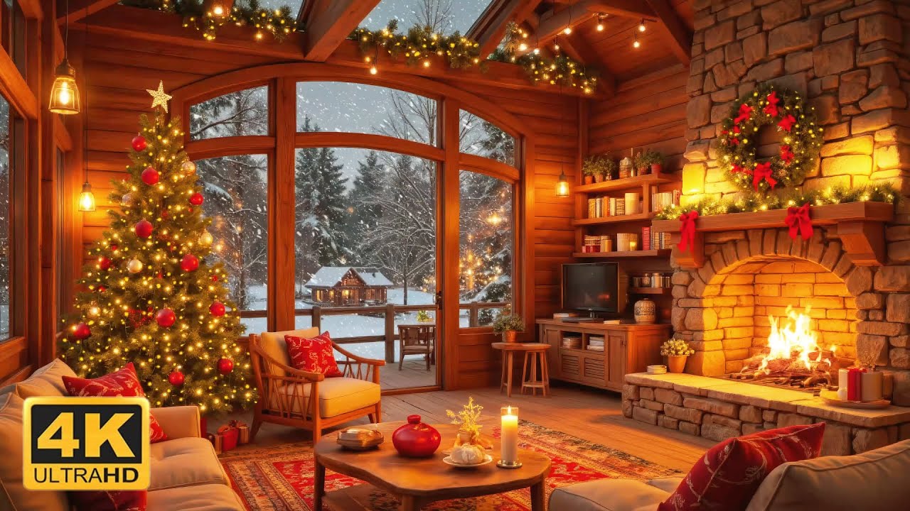 Peaceful Christmas Ambience🎄🔥 Fireplace Ambience for Relaxing Holidays ✨ Relaxing Christmas Music