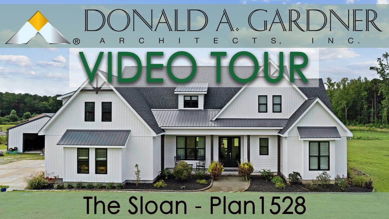 Small house plan with a one-story floor plan and a modern farmhouse façade | The Sloan