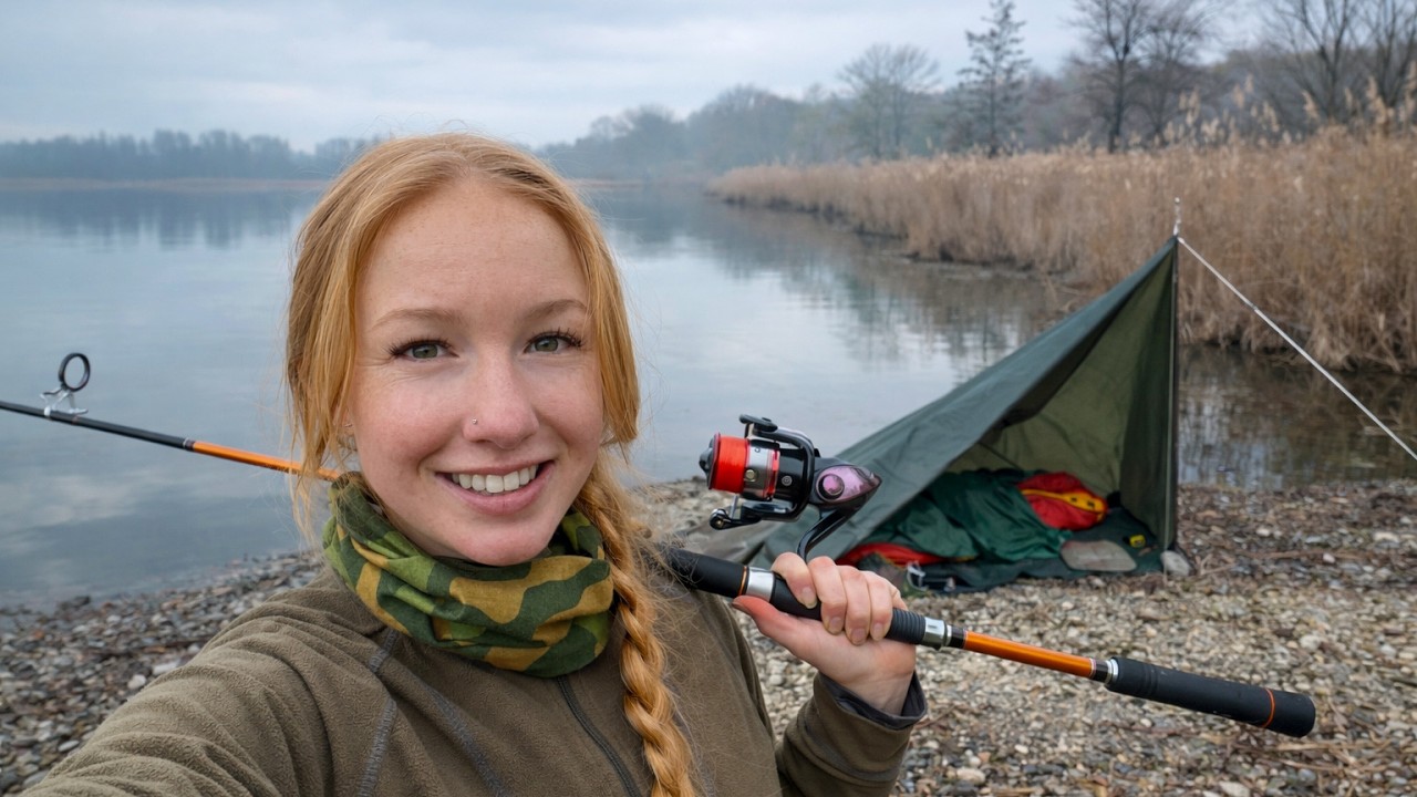 Survival challenge – Ich esse was ich fange & Wintercampen am Wasser 💪🎣