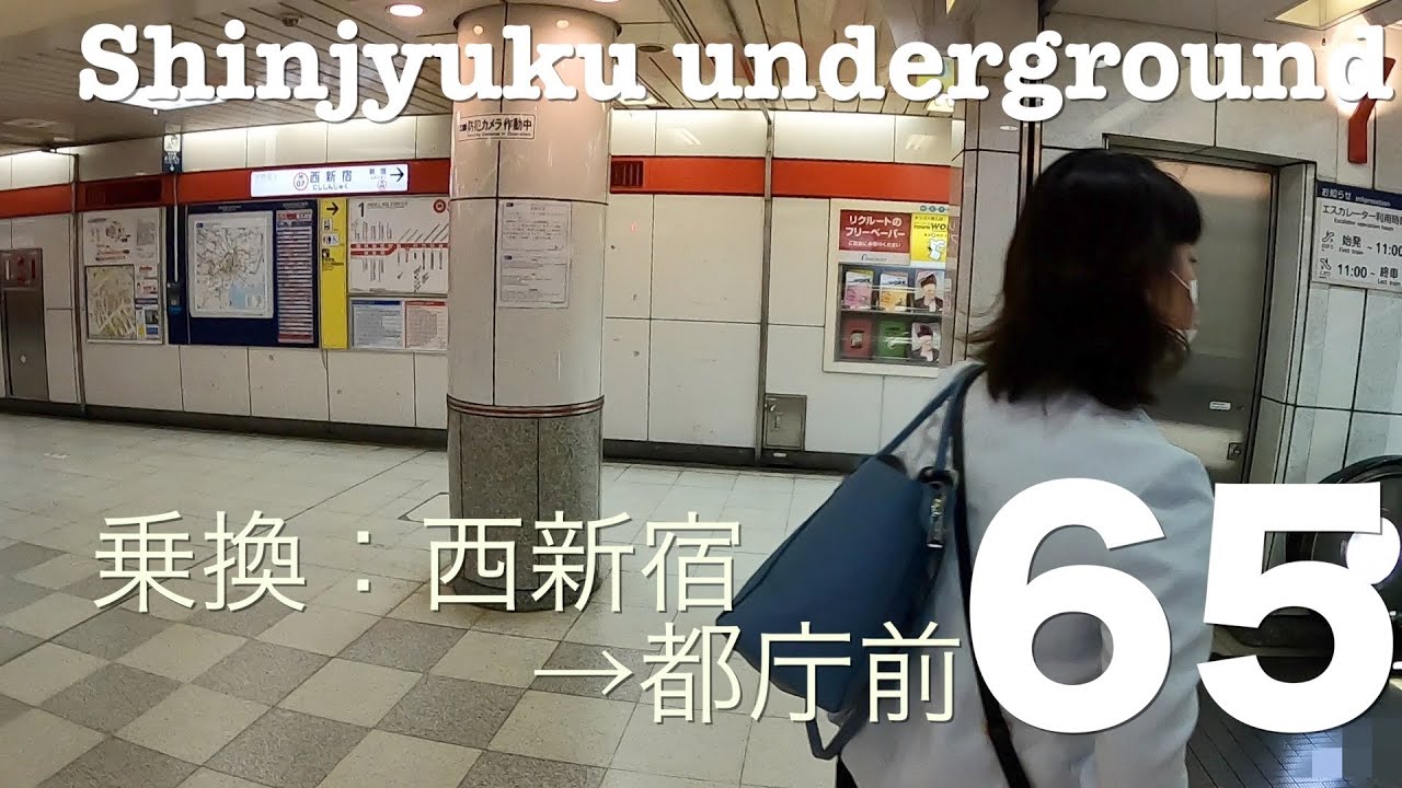 [道案内]西新宿駅から都庁前駅への乗換/[way guide]How to trasfer from Nishi shinjyuku sta. to Tochomae sta.