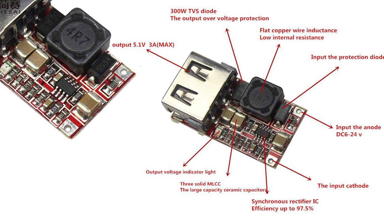 Понижающий модуль USB 5 Вольт 3 Ампера. Модуль зарядки