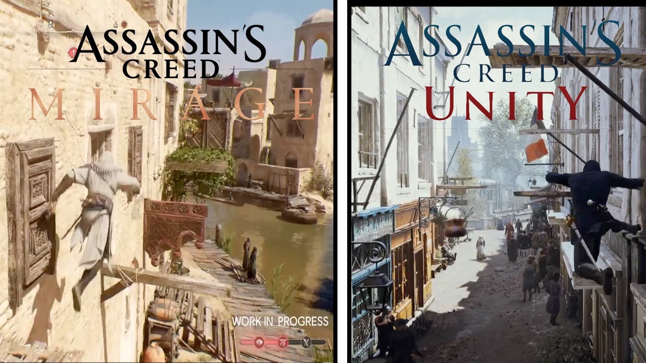 Assassin's Creed Mirage vs Unity - Side By Side Parkour Gameplay Comparison